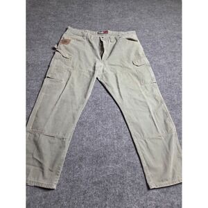 Wrangler Riggs Workwear Mens 44x32 Olive Green Ripstop Cargo Pants 3W060LD